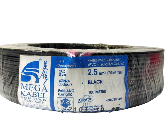 MEGA PVC CABLE 2.5MM BLACK