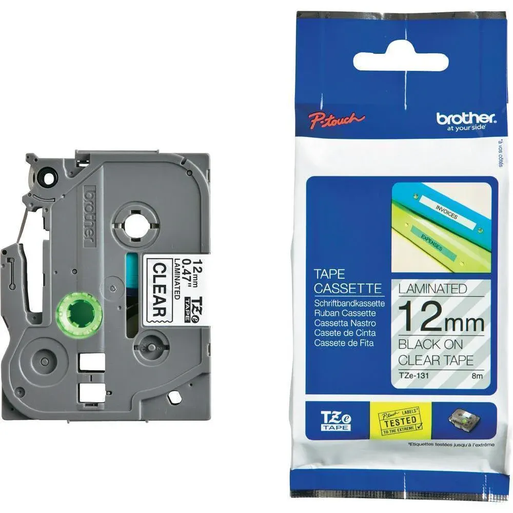 Label Tape – Brother-compatible TZe Laminated label tape strong adhesive 12mm ( Black on White)