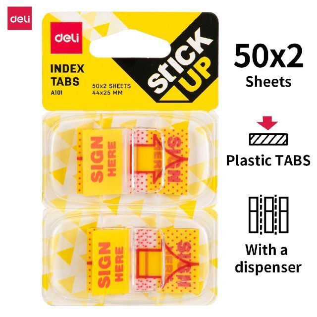 Deli Sign Here Index Tabs 2 x 50 sheets