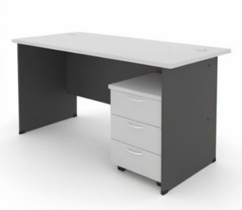 QP RECTANGULAR OFFICE TABLE WITH FIXED PEDESTAL 3 DRAWER (DARK GREY & MAPLE) 5 FEET