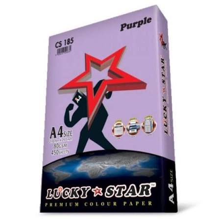 Lucky Star A4 Premium Colour Paper CS185 Purple 80gsm 450 sheets