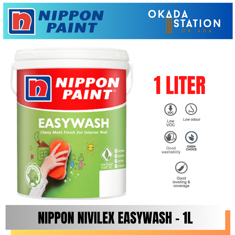Nippon Paint / 1L / 1 Liter / Interior Paint / Nivilex EasyWash / Water Based / Cat Dalaman / Cat Air / Cat