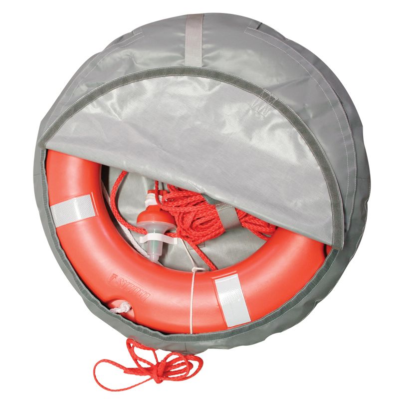 LIFEBUOY RING SOLAS 75CM, LIFEB. LIGHT, 30M ROPE, CASE GREY