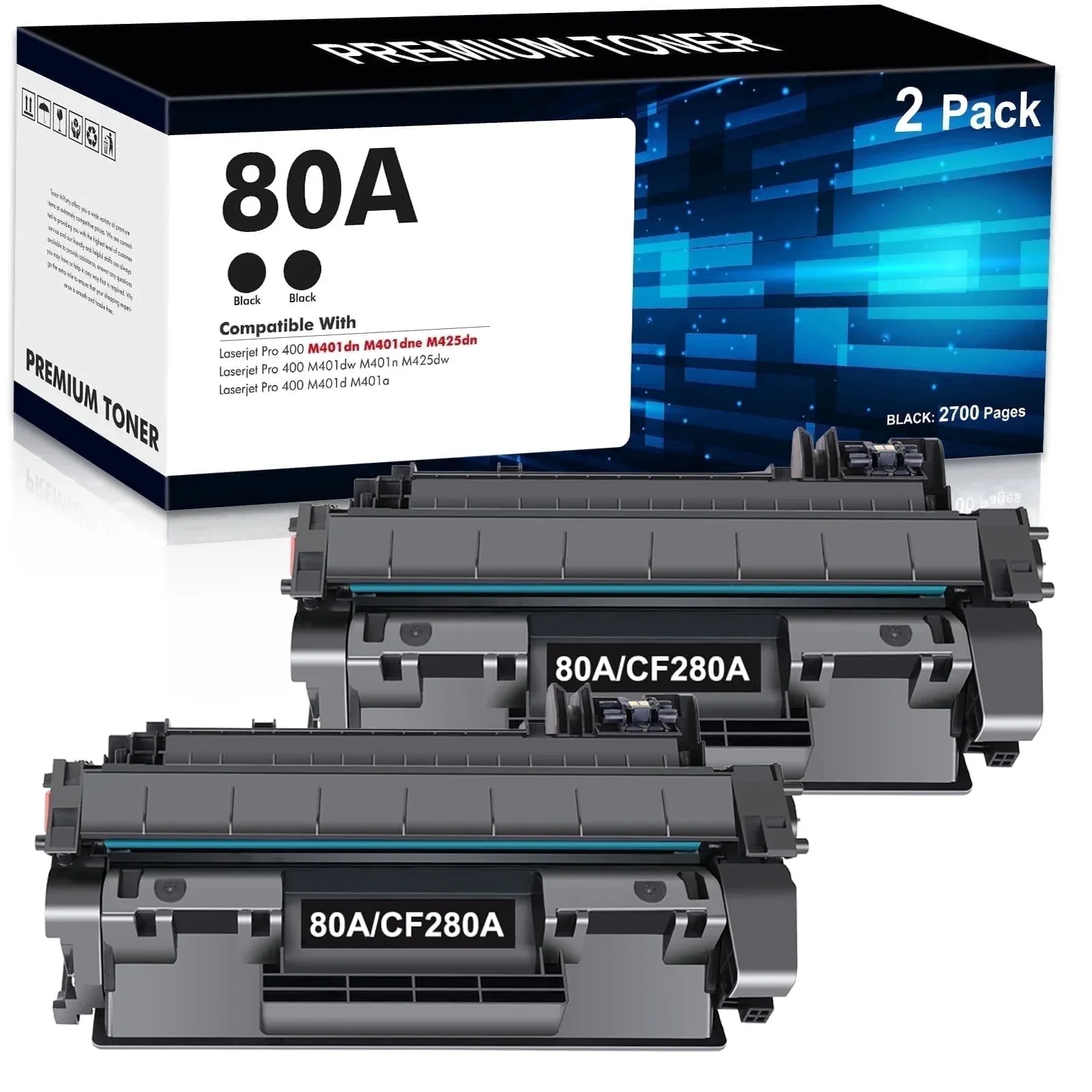 COMPATIBLE 80A BLACK TONER CARTRIDGE (For HP LaserJet Pro 400 M401 Printer Series)