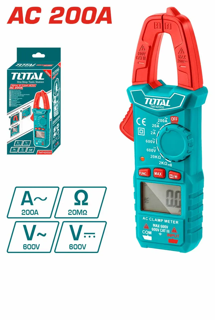 TOTAL - Digital AC Clamp Meter (T-TMT42002) / AC Clamp Meter / Digital Clamp Meter / Clamp Meter