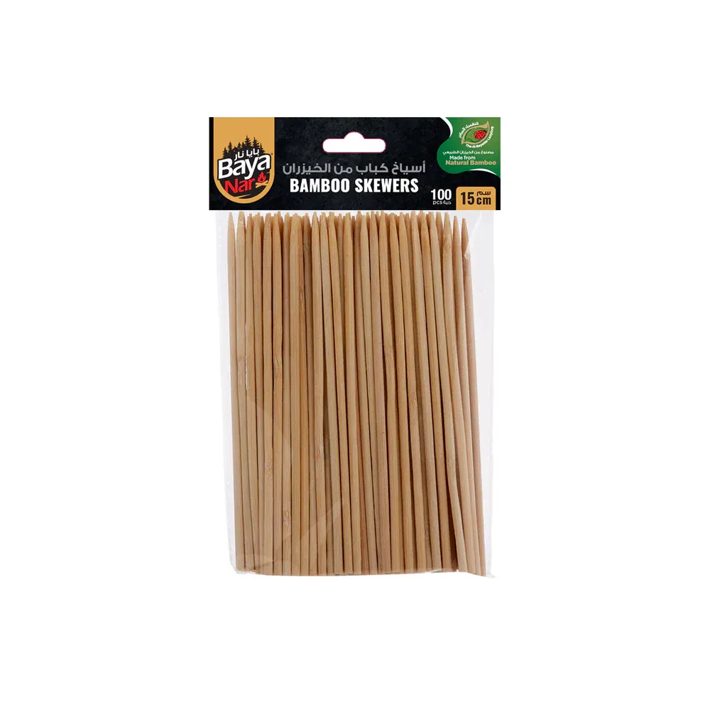 QP DISPOSABLE SMALL BAMBOO STICK SKEWER 15CM 100PCS