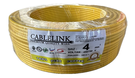 SE SETIA ELECTRIC CABLE LINK 4.0MM PVC CABLE (SIRIM) YELLOW