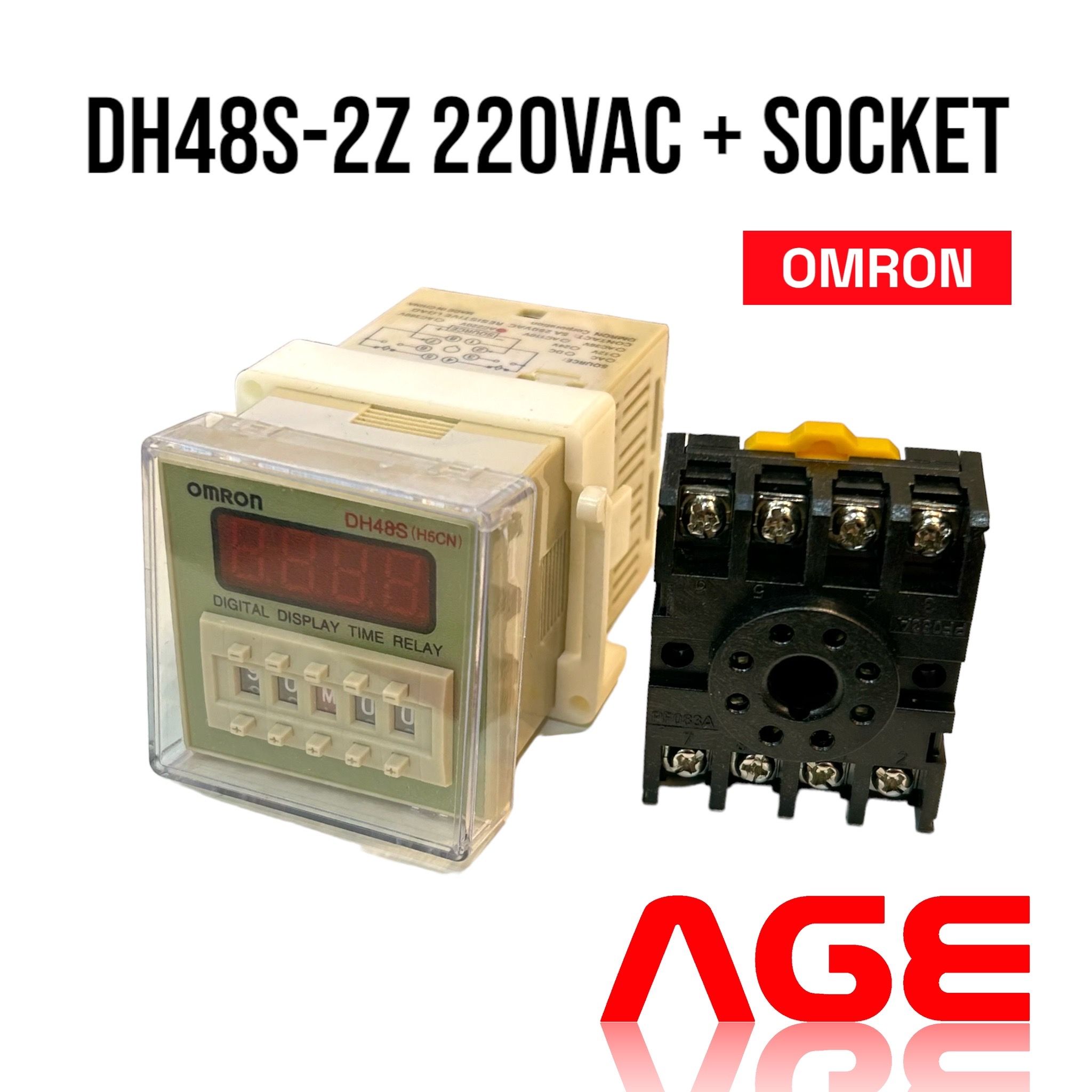 OMRON DH48SS DIGITAL TIMER DELAY RELAY & PF083AE RELAY BASE DC12V/24V AC220V AC380V (240VAC)