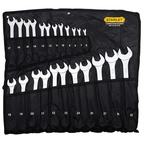 Stanley 14PC CWB Black PouchSet -metric (8, 9, 10, 11, 12, 13, 14, 15, 16, 17, 19, 21, 22,24mm) STANLEY 23PC COMBINATION WRENCH SET 6-32MM