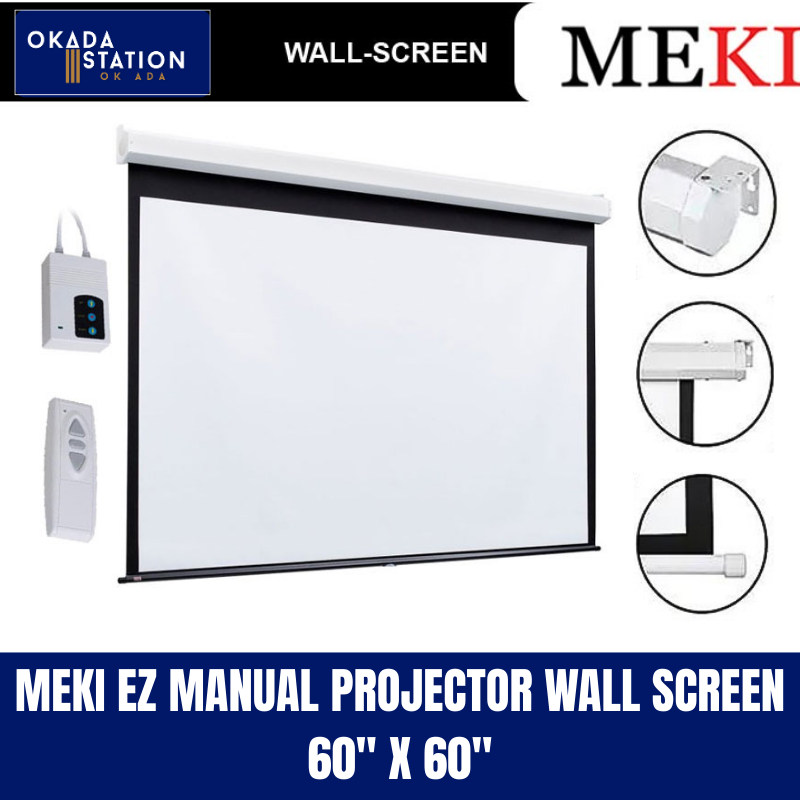 MEKI EZ MEKI PROJECTOR WALL SCREEN / SIZE : 60" X 60" / WALL SCREEN / Manual Projector SCREEN / 5' X 5'