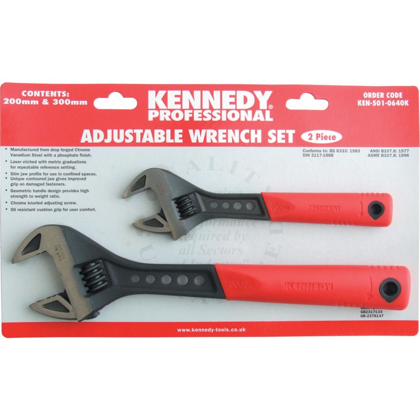 Others *KENNEDY Adjustable Spanner Set – Steel – Set of 2 Model: KEN5010640K