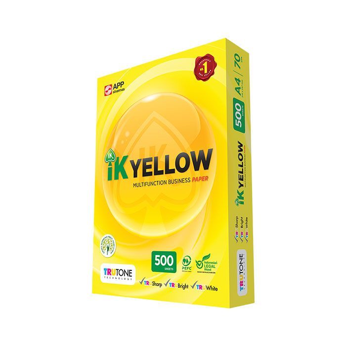 IK Yellow A4 70gsm Copier Paper White (210mm x 297mm)
