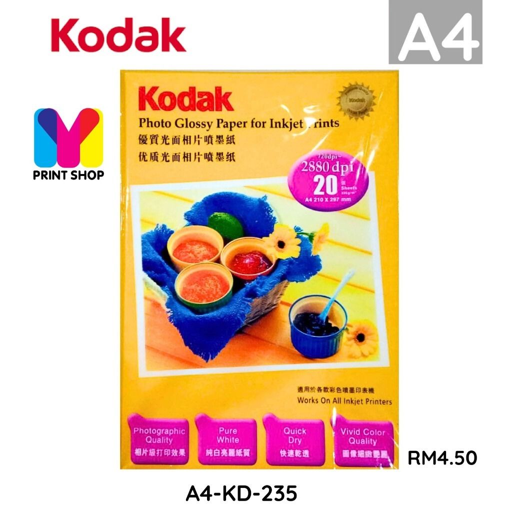 Others *[ KODAK ] HIGH GLOSS PHOTO PAPER A4 / A4 KODAK KERTAS GAMBAR