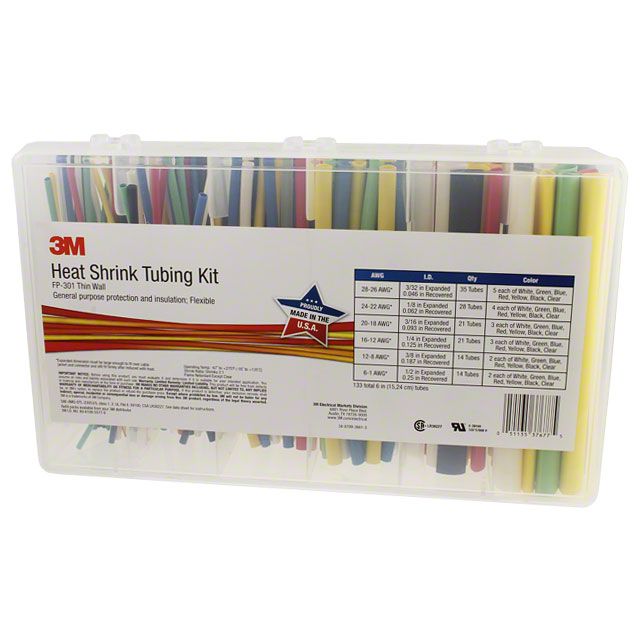 Others *Fp-301 Kit Assorted -  Heat Shrink Tubing Kit, Po, 133 Pieces, 3/32in - 1/2in