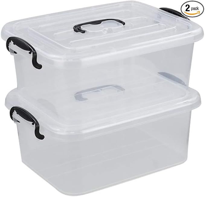 clear plastic storage box/tote with handle