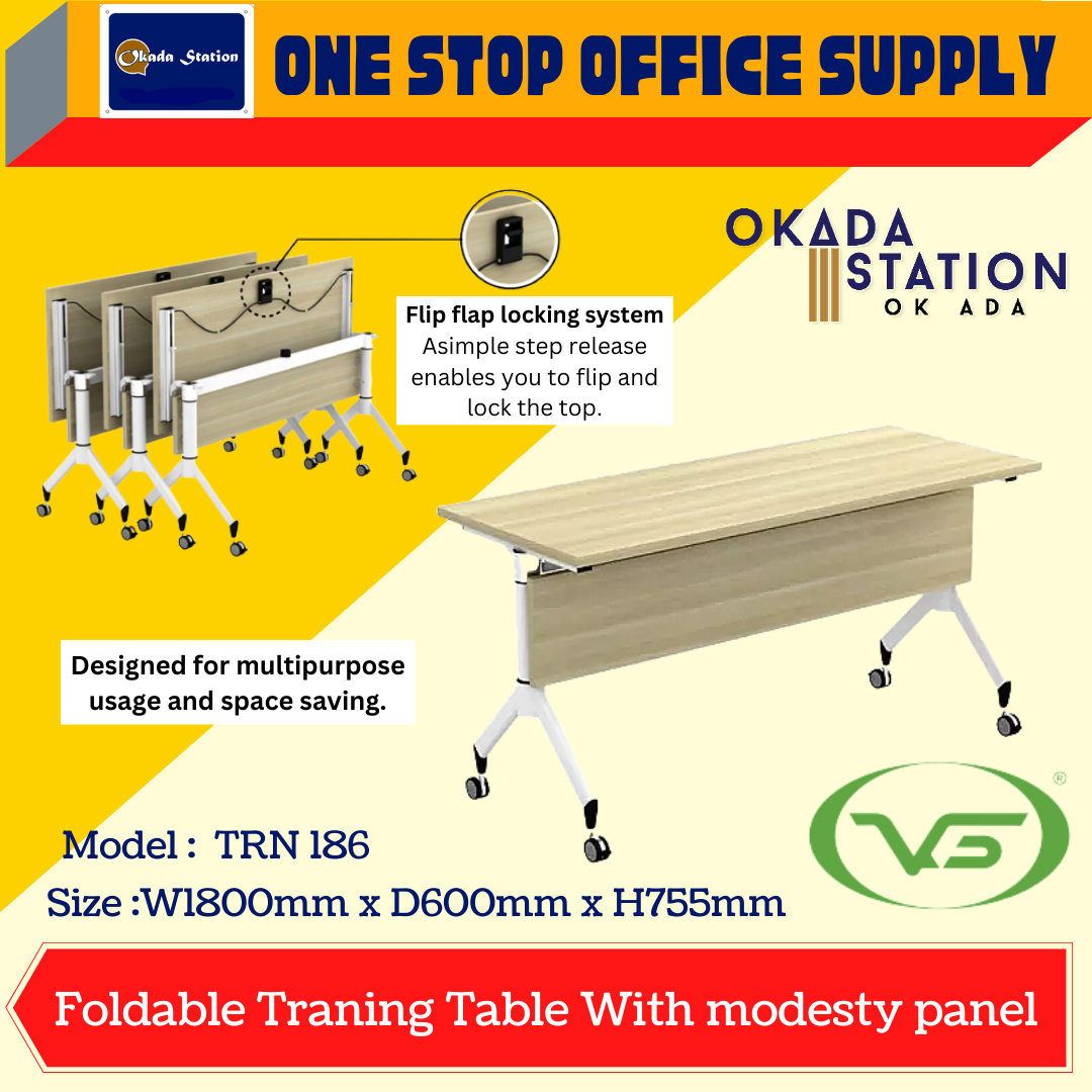 VS TRAINING TABLE / STUDY TABLE / SIZE 6' / 1800MM / FOLDED TABLE / TRN 186 / OFFICE TABLE / MEJA PEJABAT / MEJA TRAINING / MEETING TABLE