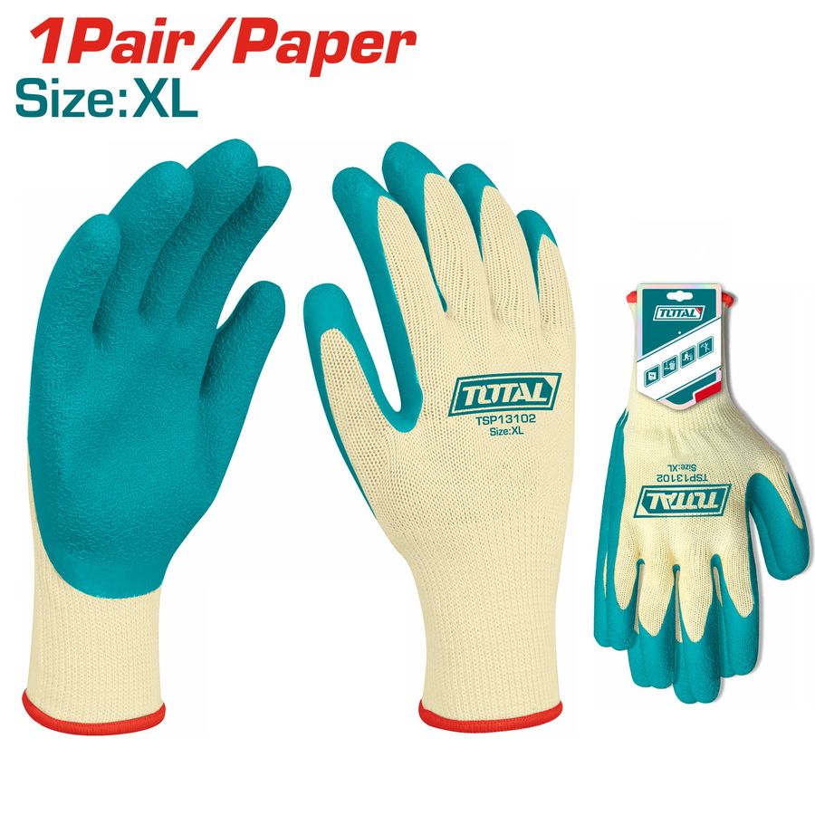TOTAL / TSP13102 / Latex Safety Gloves / XL / Work Gloves / Grip & Protection / 1 Pair / SET