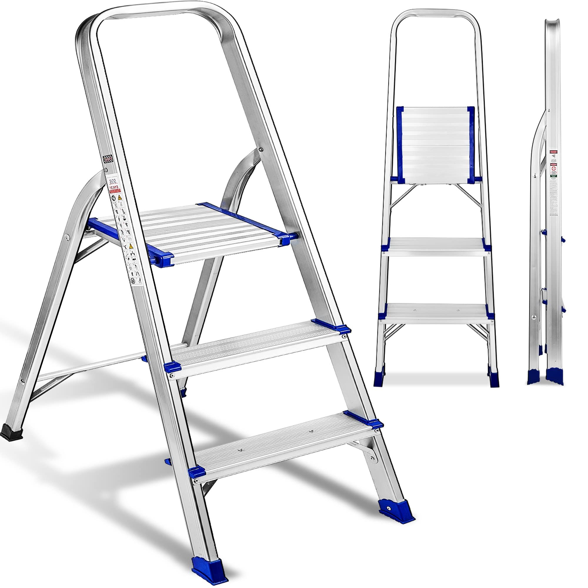 Others *Bravex Ladders Steps 3 Portable Step Ladder Aluminum Folding 440lb