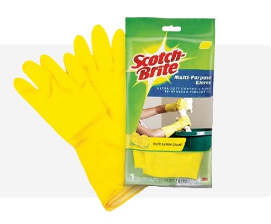 QP SCOTCH-BRITE Rubber Gloves Short Cuff (Small/Medium/Large)