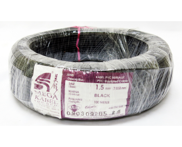 MEGA PVC CABLE 1.5MM BLACK