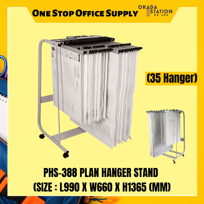 Plan PHS-388 PLAN HANGER STAND (35 HANGER) - L990 X W660 X H1365 (MM) / PLAN HANGER STAND / DRAWING HANGER TROLLEY / HANGER STAND / 35 HANGER