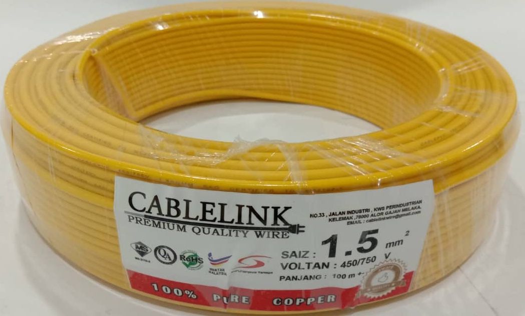 SE SETIA ELECTRIC CABLE LINK 2.5MM SINGLE CABLE (SIRIM) YELLOW