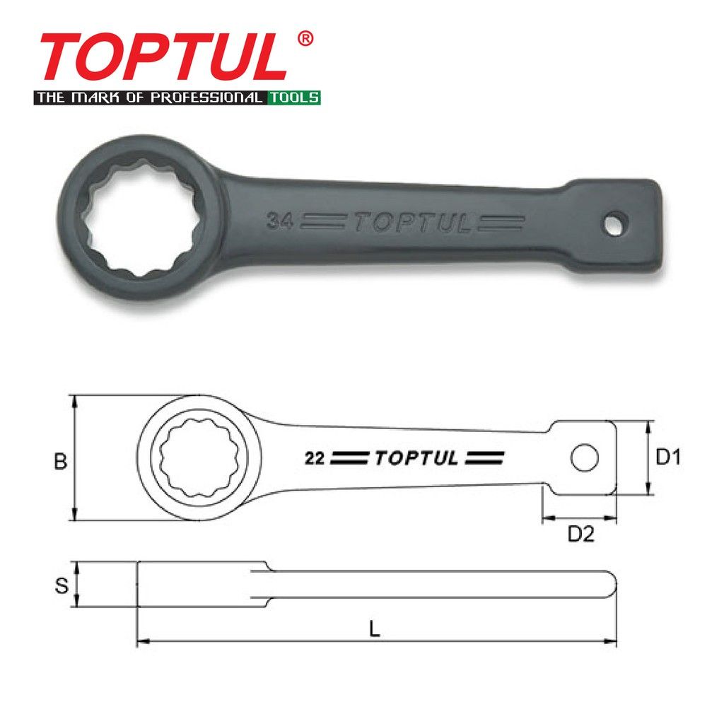 TOPTUL HEAVY DUTY SLOGGING RING WRENCH AAAR SERIES (35MM-48MM)