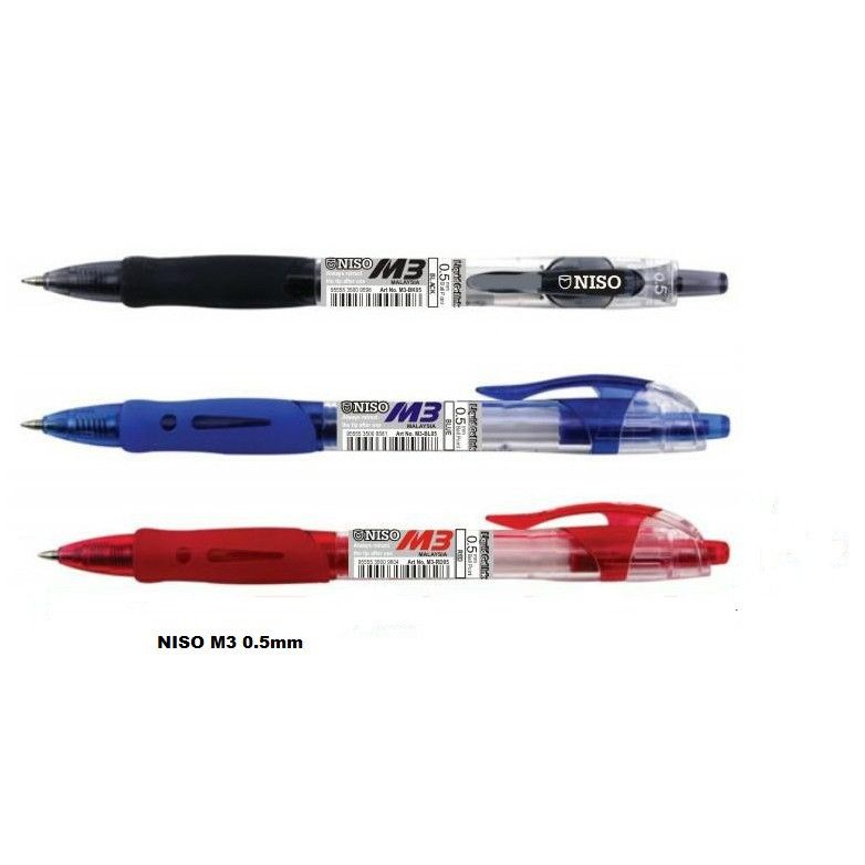 Niso Gel pen / SIZE : 0.5MM & 0.7MM - All Color / M3 / M5 / Liquid Gel Pen / Gel Pen / Black / Blue / Red