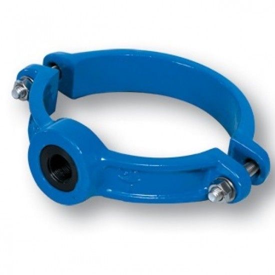 LYE Ductile Iron Saddle For UPVC Pipes 8" 200MM (DIA) x 3/4" 20MM with Fusion Bonded Epoxy Coating &Galvanized Bolts &Nuts (Drill Tap)