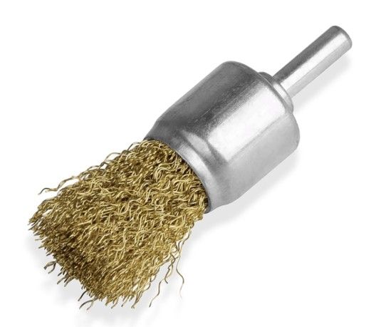 QP Brass Coated End Brush 6mm Shank (Various Sizes 12mm–25mm)