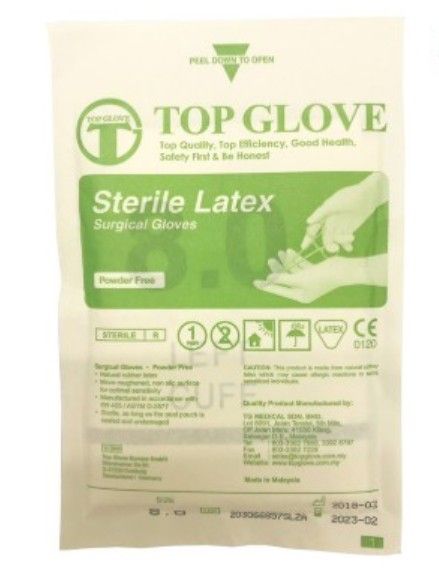 Top Glove Sterile Surgical Latex Glove, Powder Free 1 Pair