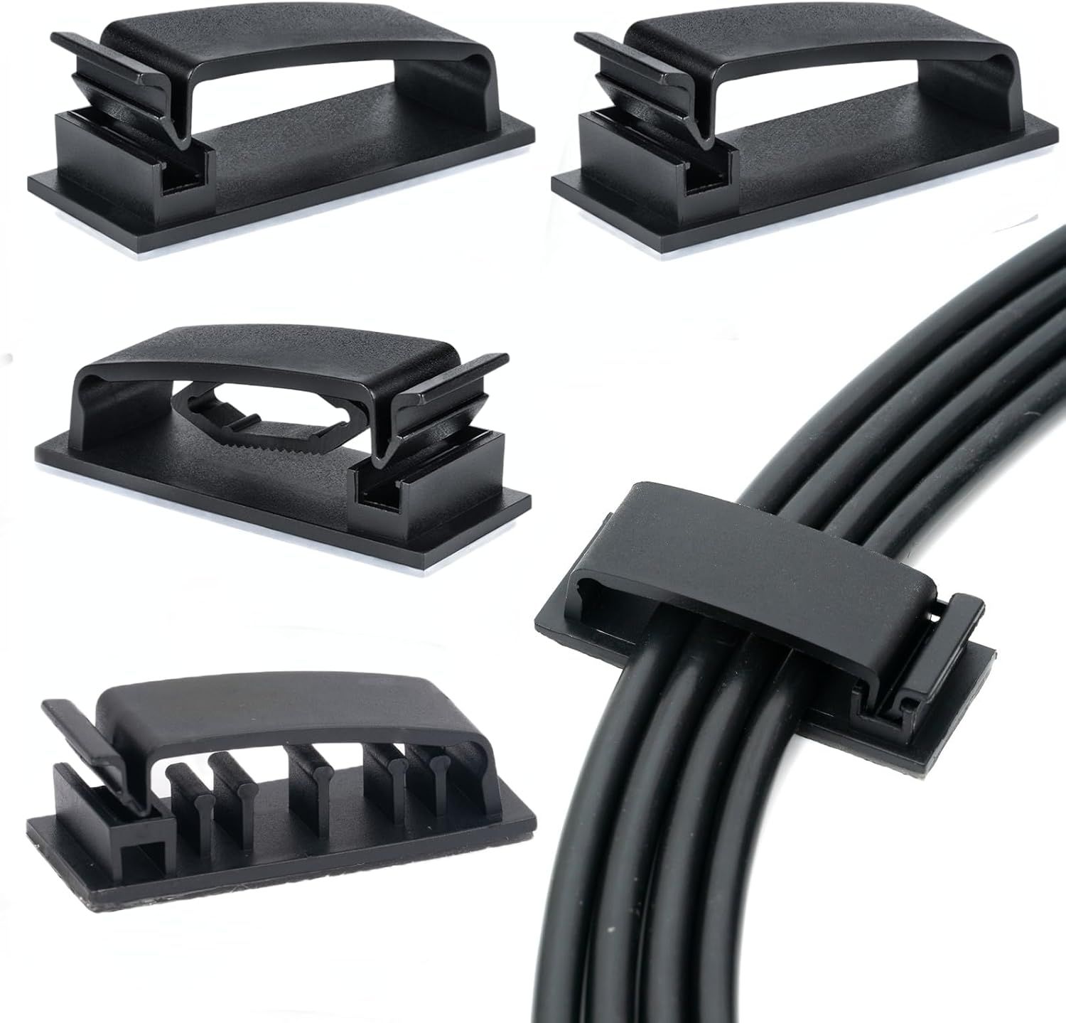 Cable Clips Self Adhesive Cord Management Black Wire Holder Organizer Clamp Self-adhesive Car Wire Clip Accessories/50PCS