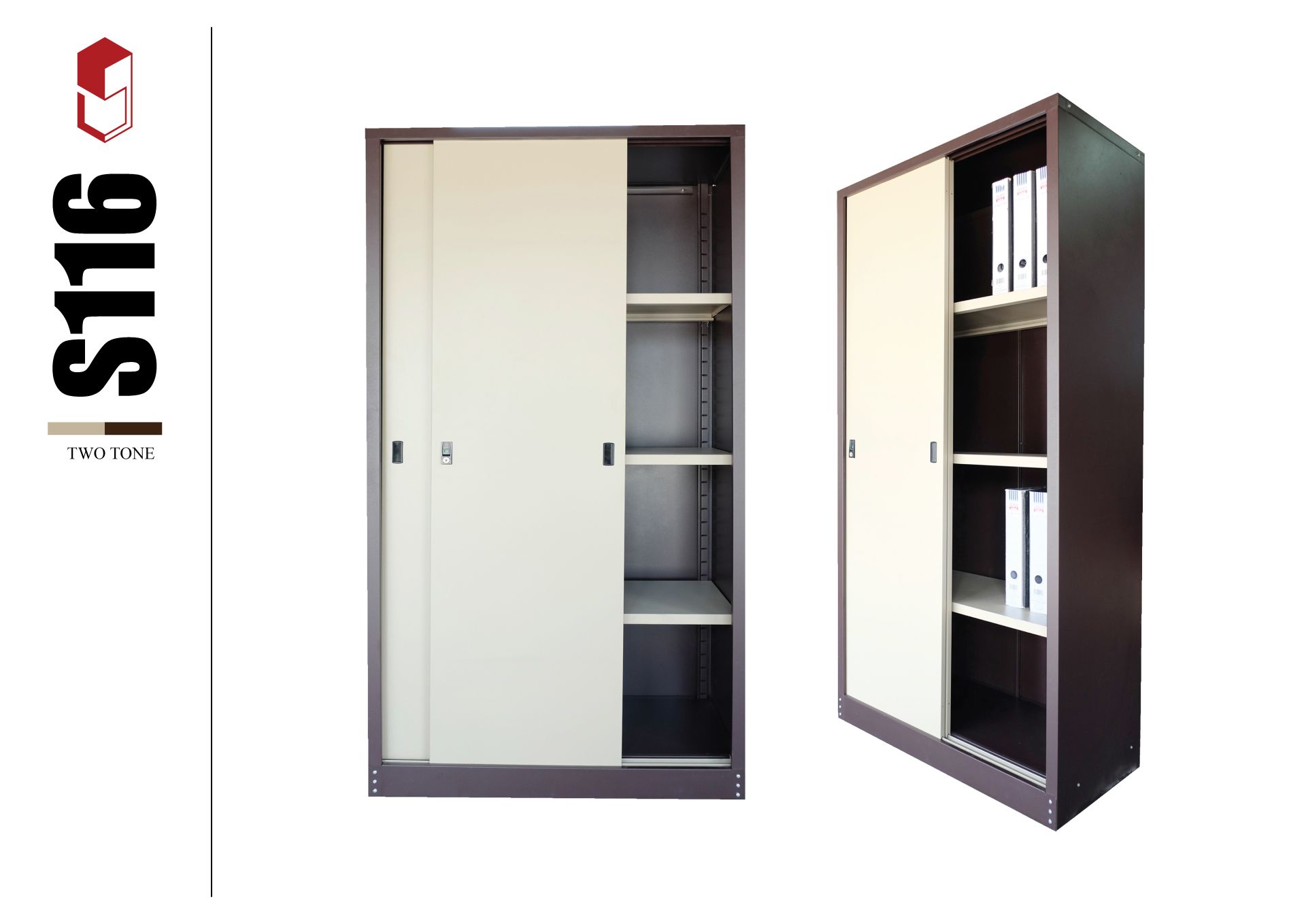 S116 Full Height Cupboard With Steel Sliding Door (With 3 Adjustable Shelves) / S116 /Metal Cupboard /Cabinet /Full Height Metal Cupboard /Sliding Door /S116 / Metal Cabinet / Full Height Cabinet