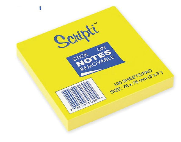 SCRIPTI STICKON NOTE 30300C 3'' X 3''