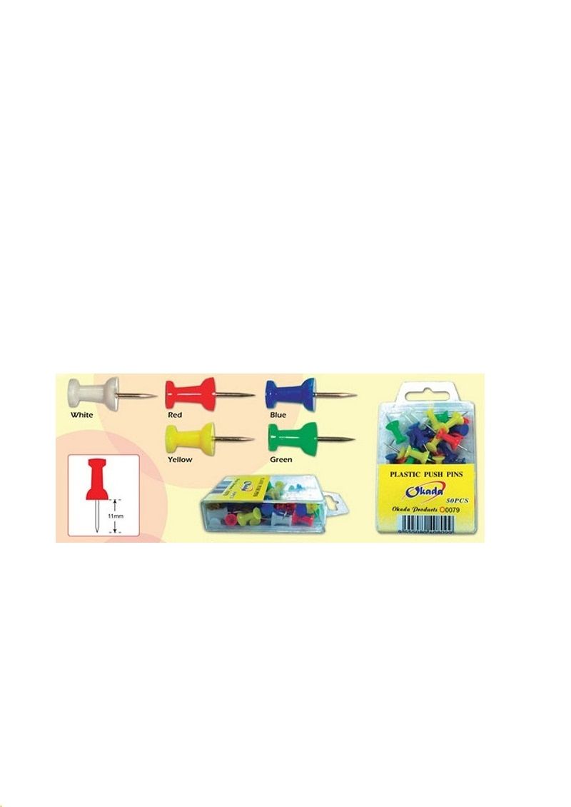 OKADA MAP PIN ASSORTED COLOUR 6MM 50PCS