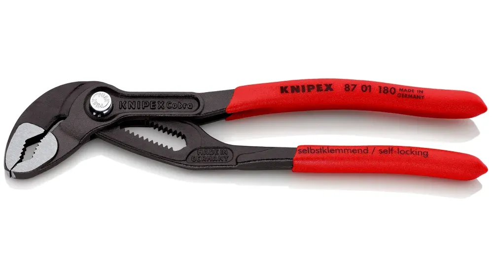 Others *Knipex Cobra® Water Pump Pliers, 180 mm Overall, Flat, Straight Tip, 36mm Jaw