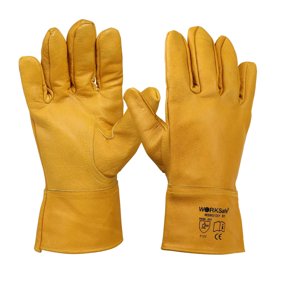 *SIRIM & DOSH APPROVED*WORKSAFE COWHIDE LEATHER GLOVES YELLOW(520WSWG125YS)
