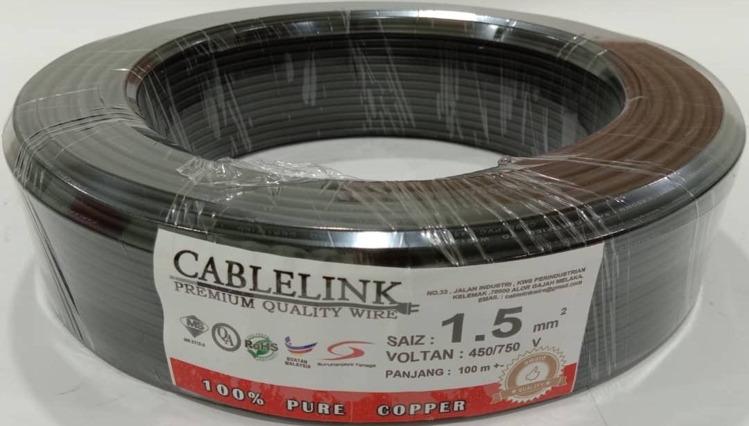SE SETIA ELECTRIC CABLE LINK 1.5MM SINGLE CABLE (SIRIM) BLACK
