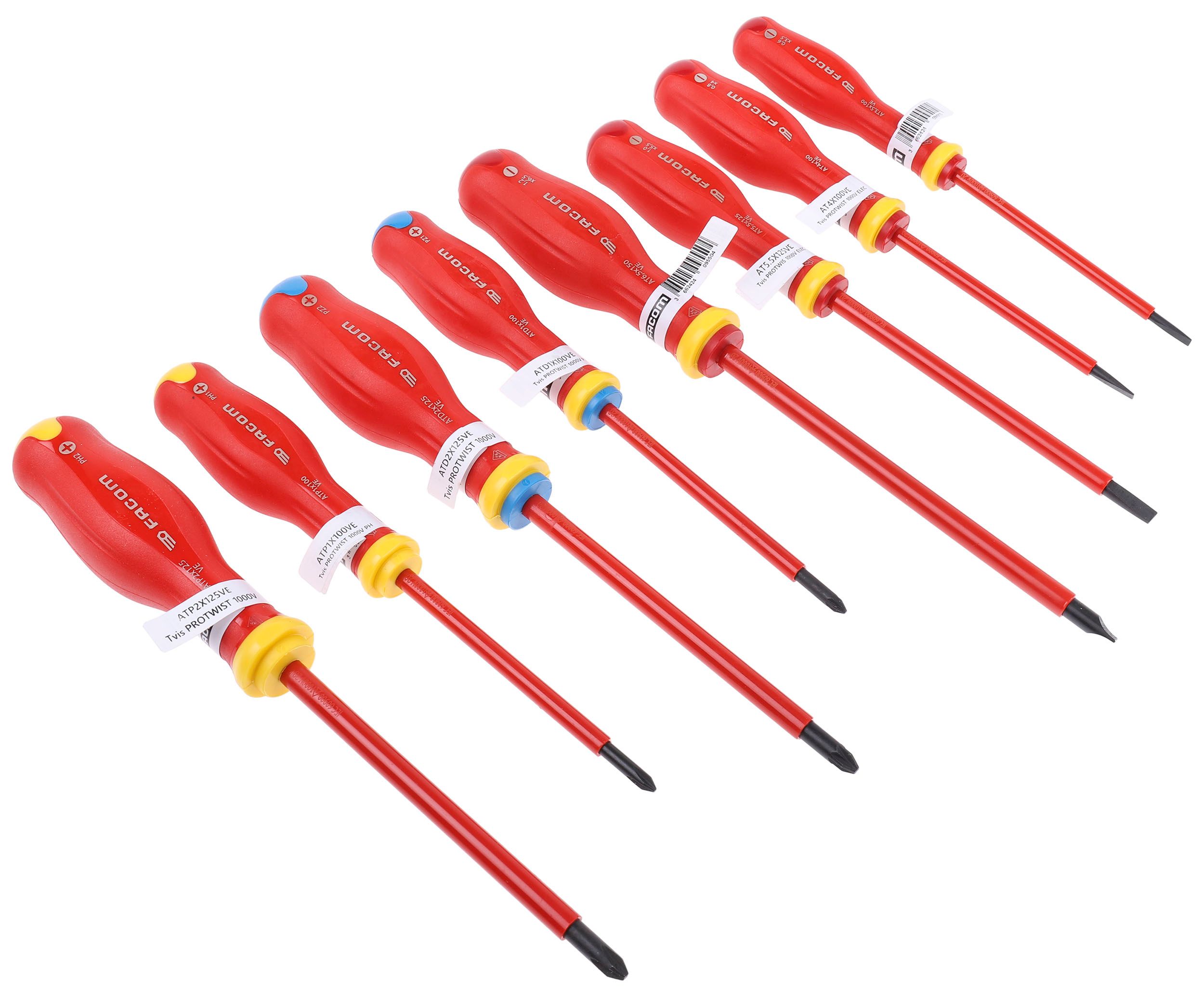 Others *Facom Pozidriv; Slotted Insulated Screwdriver Set, 8-Piece