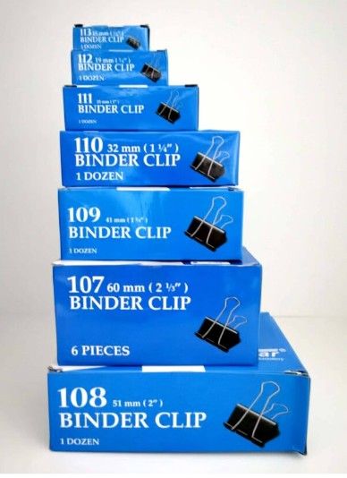 BINDER CLIP - ALL SIZE (12 PCS/ BOX) / BINDER CLIP / DOUBLE CLIP/ #(15mm) #(19mm)#(25mm)#(32mm)#(41mm)#(51mm)