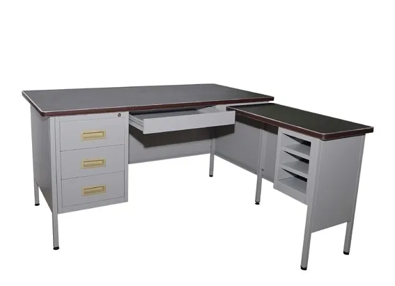 Reliance Office Steel Table - 4 Feet ( Black Linoleum Table Top ) / Writing Table / Single Pedestal Desk / Meja Pejabat Besi - 4 Kaki # 3 Drawer + 1 Tray # Buatan Malaysia # Light Grey # 2 Toner (Beige + Brown) # RS1121 (KTT : 1 Unit)