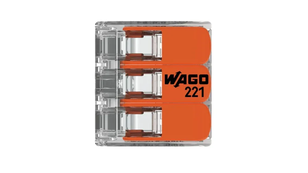 WAGO 221 Series Lever Connector, 3-Way, 41A, 20 → 10 AWG Wire, Cage Clamp Termination
