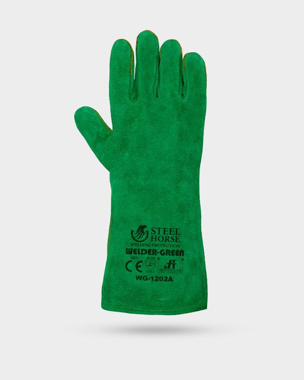 <Steel Horse> WG-1202A 16" Leather Welding Gloves - Dark Green (Size L)