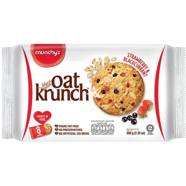 QP MUNCHY'S Oat Krunch (Strawberry & Blackcurrent) pack (8x26g=208gm)