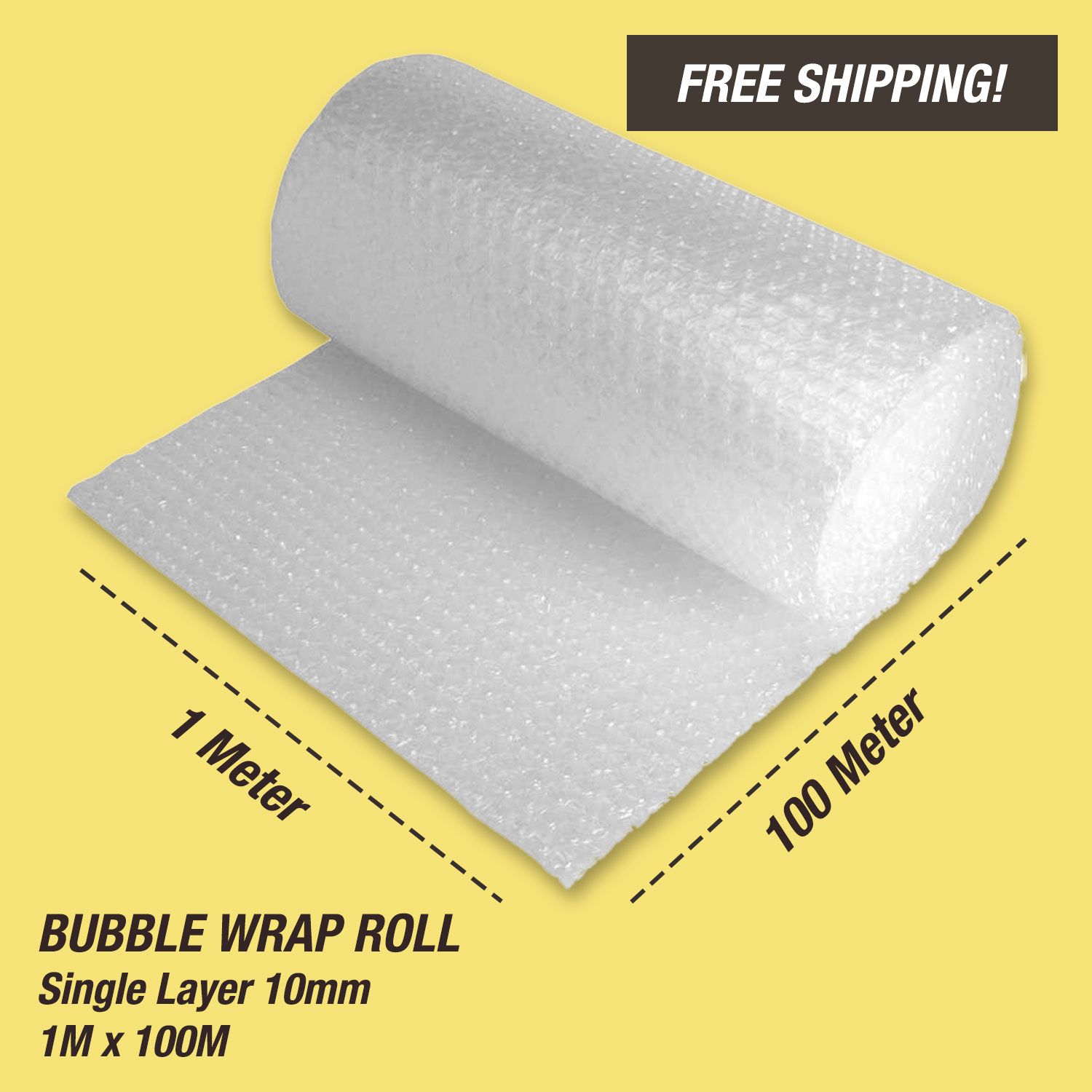 QP SINGLE LAYER BUBBLE WRAP FILM 1M X 100M X 10MM (1 ROLL)