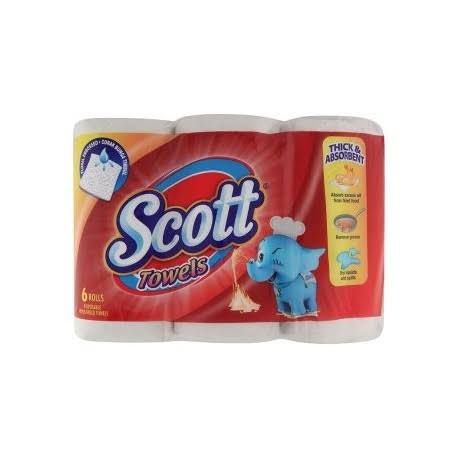 SCOTT DISPOSABLE KITCHEN TISSUE ROLL 2 PLY 6 ROLLS