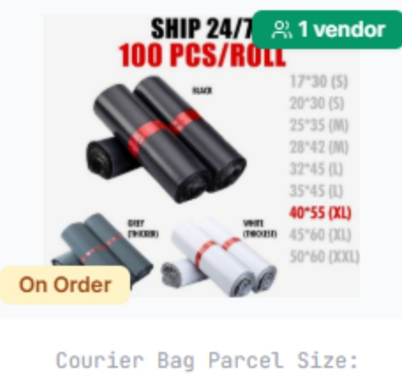 60 x 80cm black/white shipping bag (100 pcs/ roll)