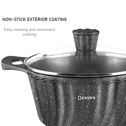 QP DESSINI ITALY ISTONE IST20 GRANITE DIE CAST ALUMINIUM NON STICK FRY BOWL