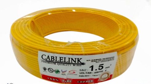 SE SETIA ELECTRIC CABLE LINK 1.5MM SINGLE CABLE (SIRIM) YELLOW