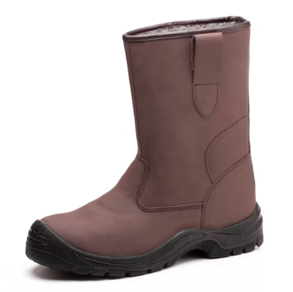 SAFETY WORK BOOTS WITH STEEL TOE ANTI-SLIP SOLE HIGH CUT LEATHER SIZE: 8
